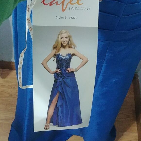 NWT LAFEE E147058 Cobalt Sweetheart Neckline Blue Strapless Prom Dress 4 - Picture 6 of 13